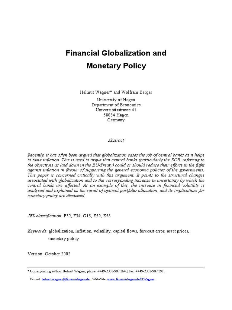 Central Banks & Globalization Impact | PDF | Inflation | Monetary Policy