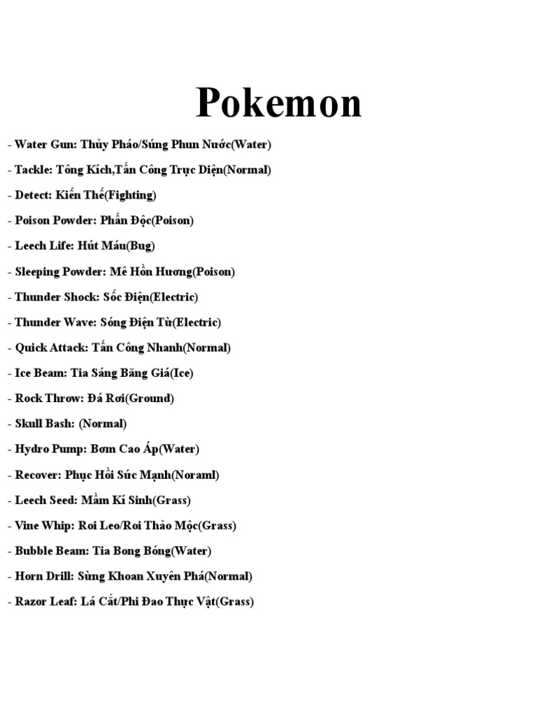 Pokemon Moves PDF