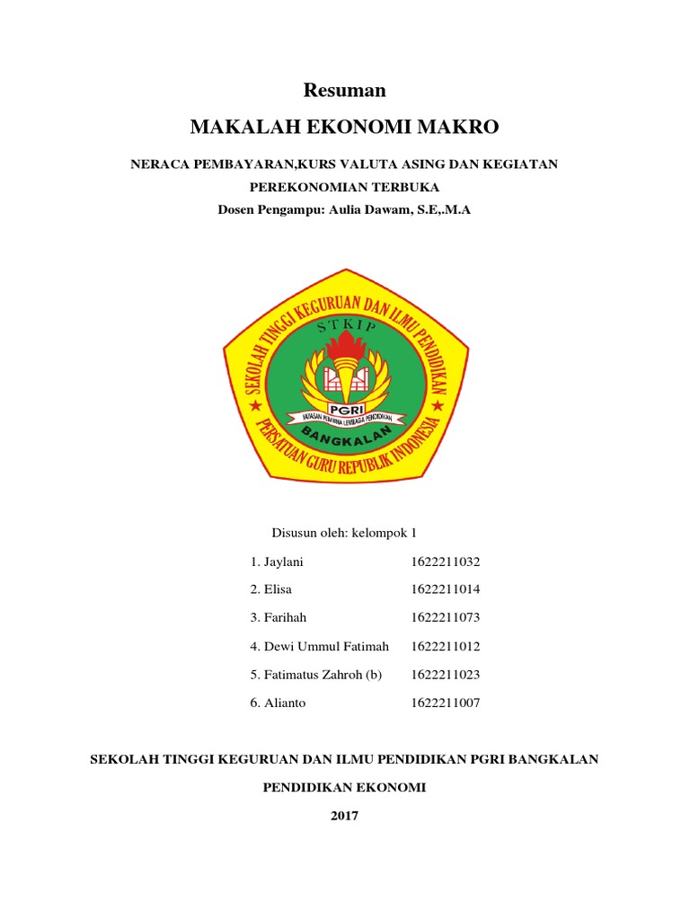 Makalah Neraca Pembayaran Kurs Valuta Asing Dan Kegiatan Perekonomian Terbuka 3