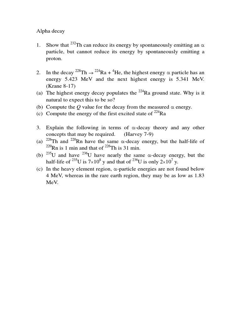 Assignment 4 Alpha PDF Radioactive Decay Particle Physics