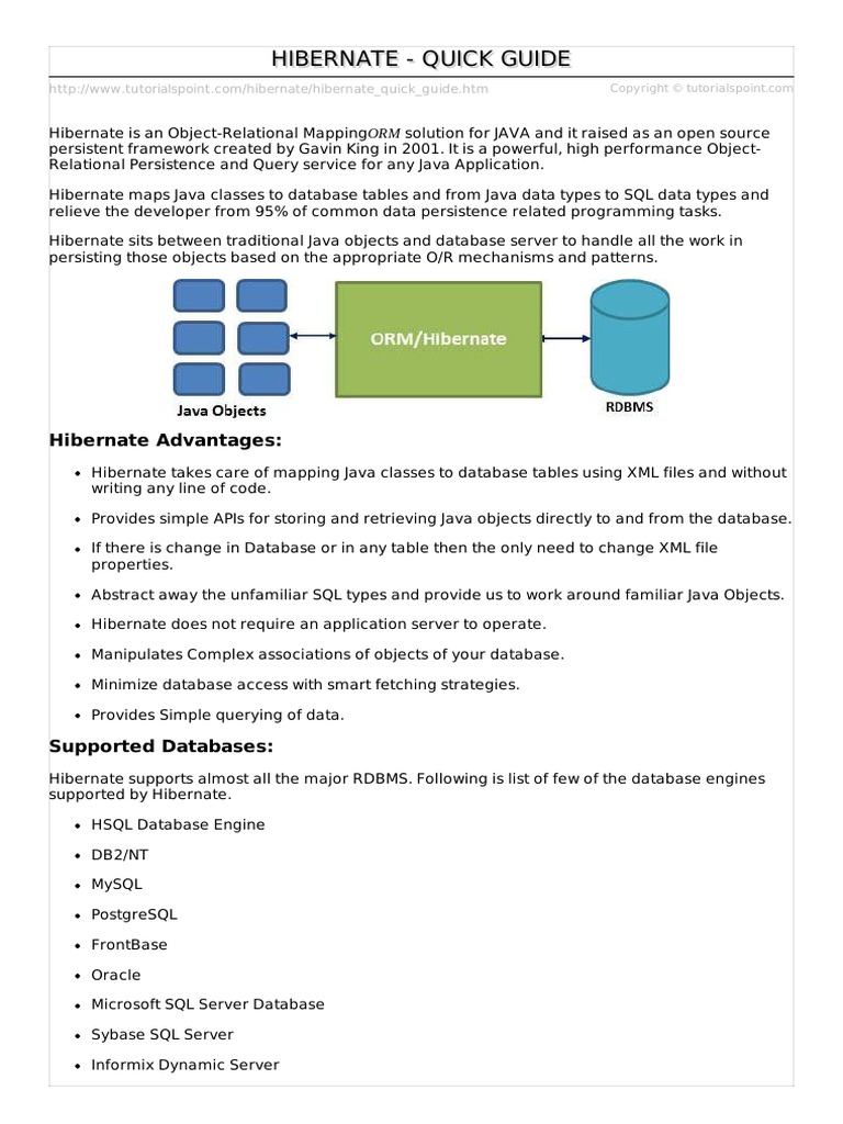 Hibernate - Quick Guide | PDF | Databases | Software Engineering