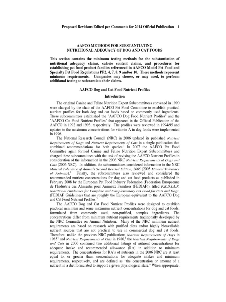 AAFCO Nutrient Profiles PDF Nutrients Dog Food