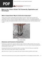 What Is The Column Kicker - Its Formworks, Application and Advantages PDF