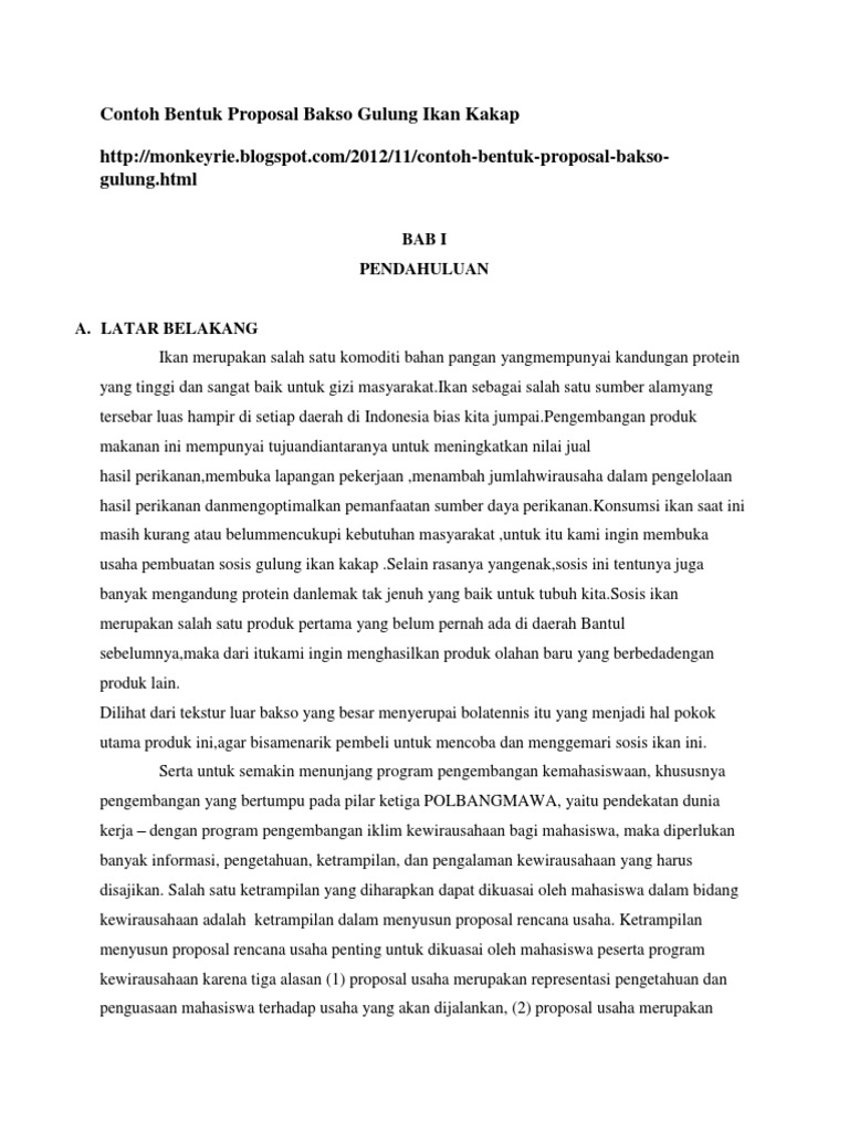 Contoh Bentuk Proposal Bakso Gulung Ikan Kaka1