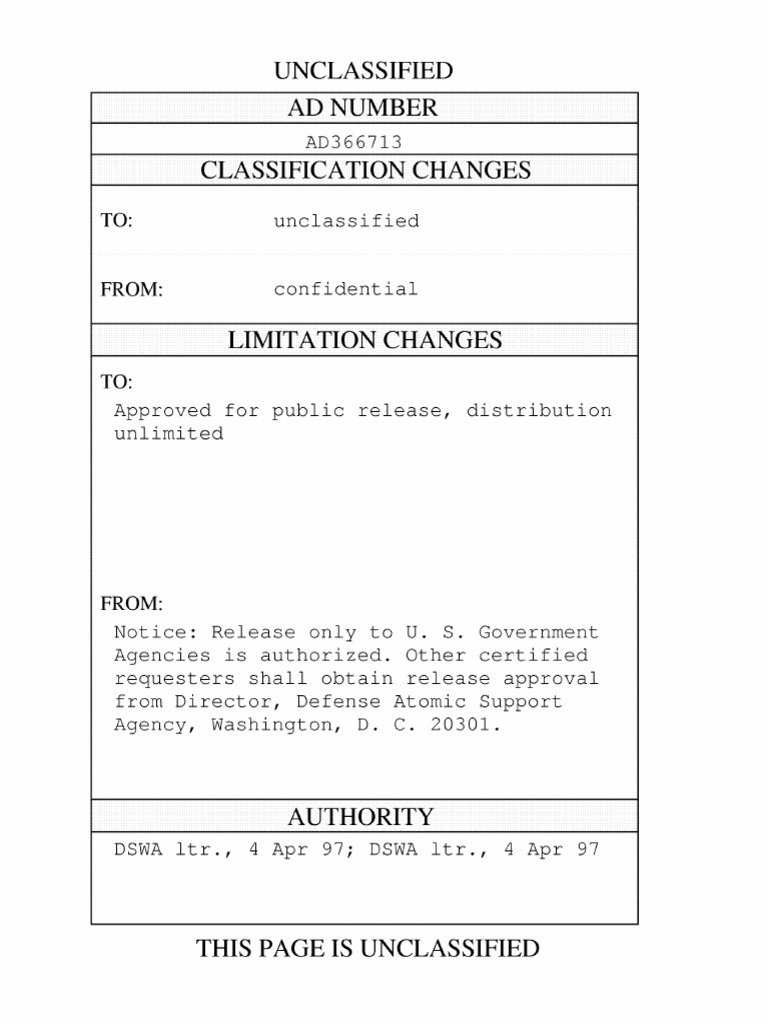 Unclassified Ad Number Classification Changes | PDF | Water Transport ...