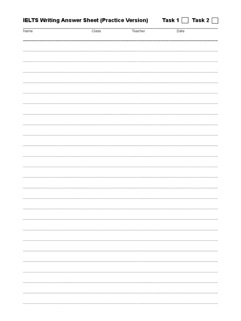 Ielts Writing Answer Sheet 1 PDF | PDF | International English Language ...