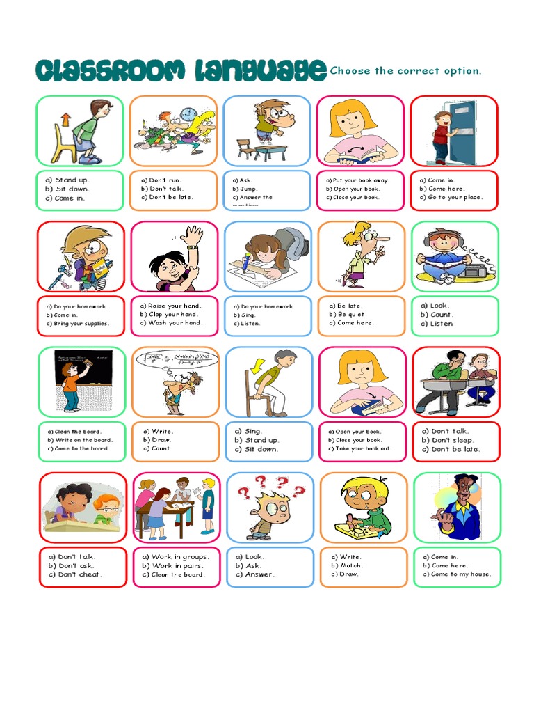 Classroom Language Exercises Worksheet | PDF | Home & Garden