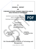 A Research Report ON: Consumer Attitude Towards Education Loan in India Provided by Indian Bank