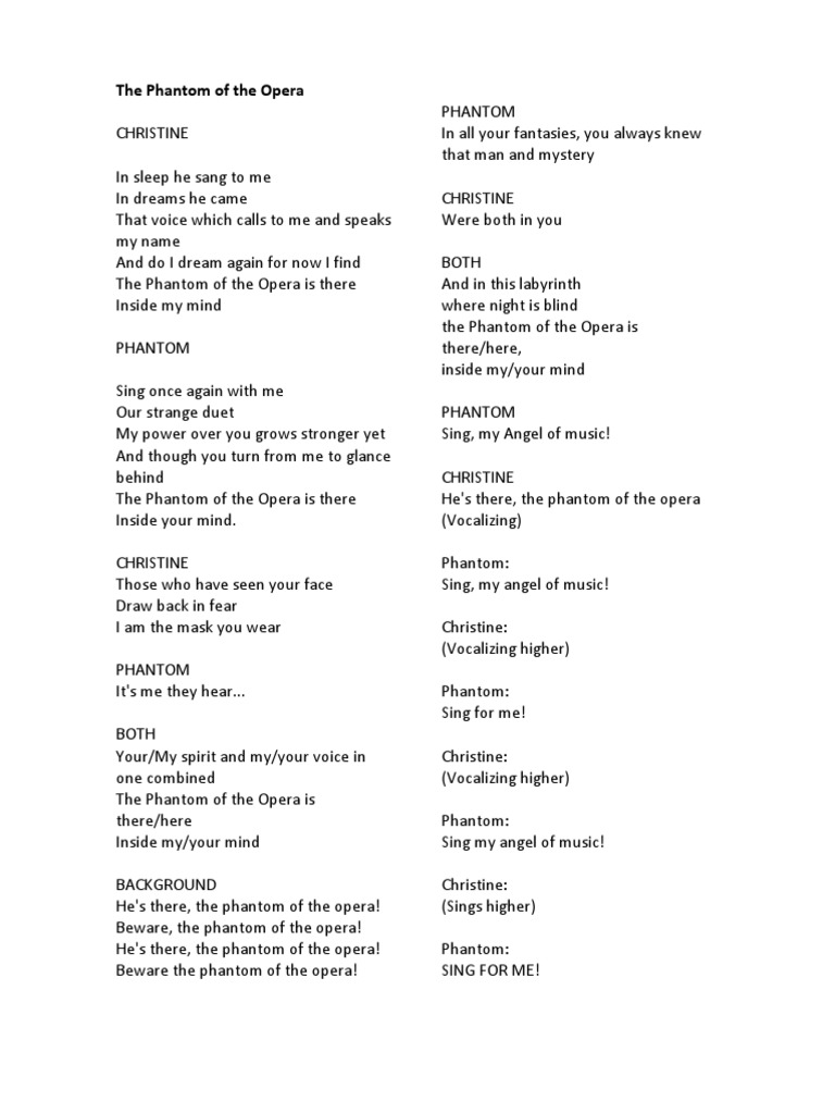 The Phantom of The Opera LETRA | PDF | The Phantom Of The Opera | Desert