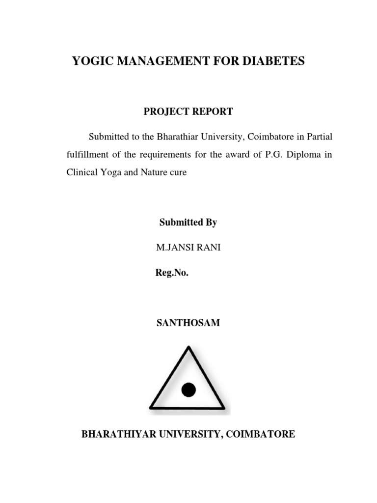 Yogic Management For Diabetes Project Report PDF