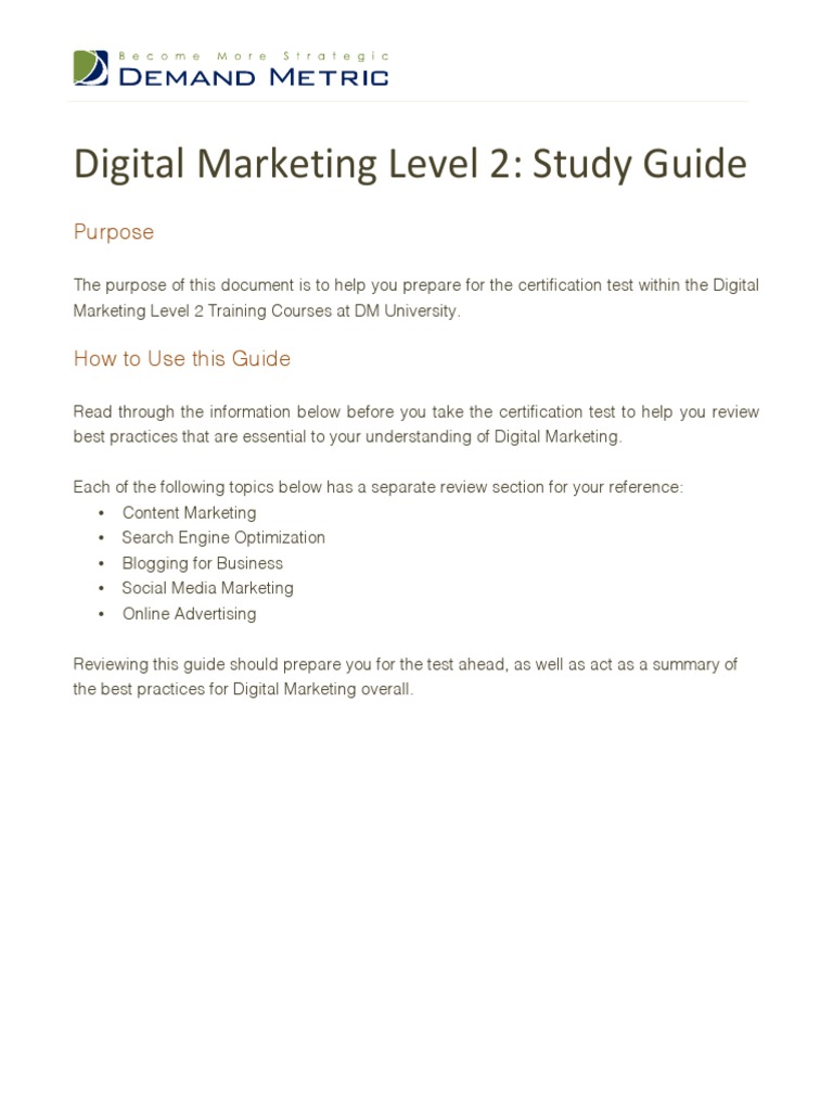 Digital Marketing Certification Guide | PDF | Search Engine ...