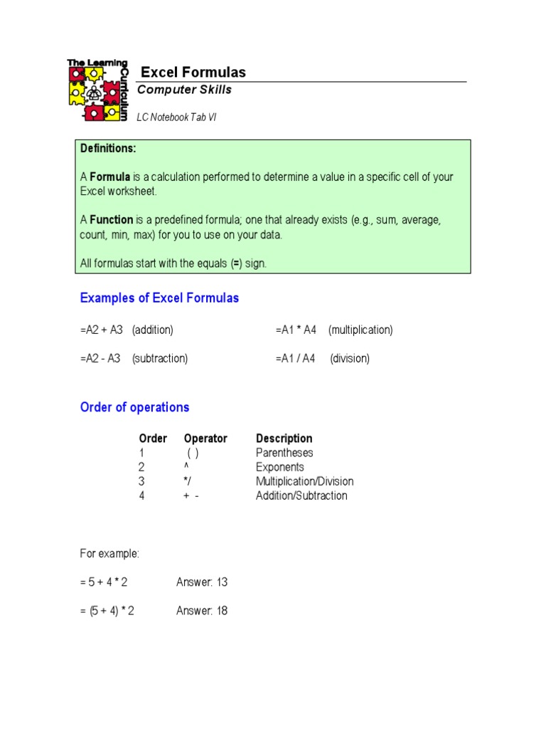 Excel Formulas | PDF | Computers | Technology & Engineering