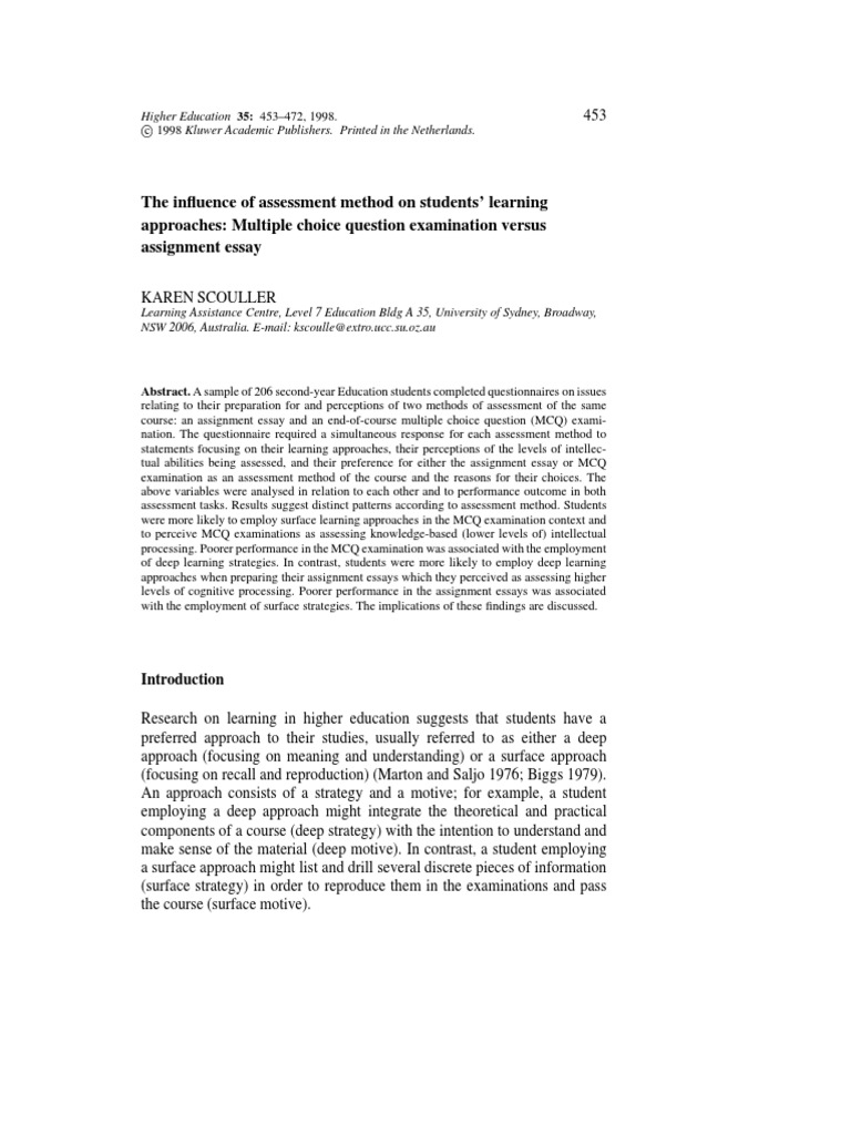 Impact of Assessment Methods on Learning | PDF | Educational Assessment ...
