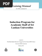 Training Manual on Induction Programme for Academic Staff of Sri Lankan Universities