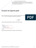 Ecuación de Segundo Grado ALGORITMO