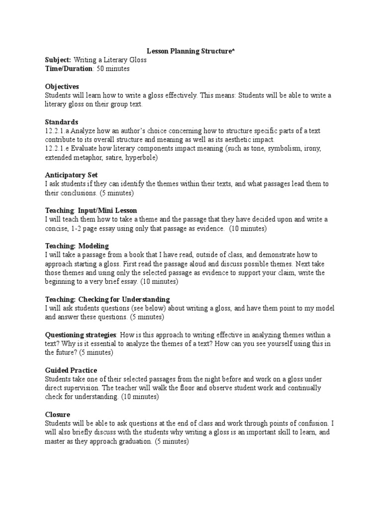 Madeline Hunter Lesson Plan Template  PDF  Essays  Lesson Plan