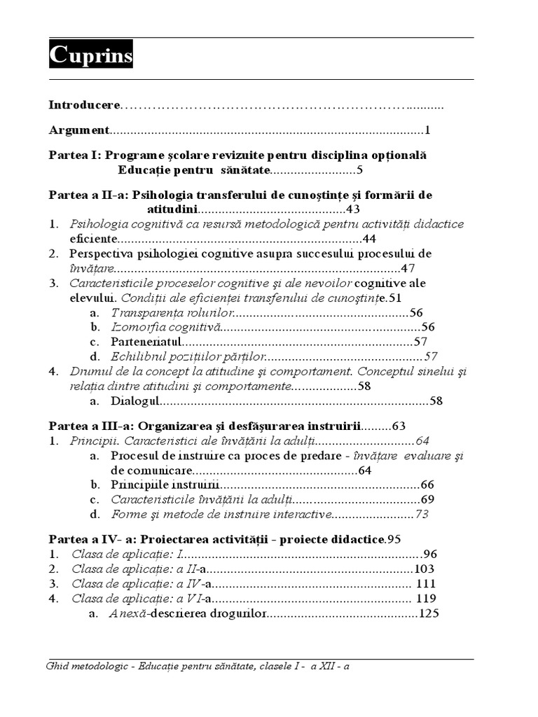 GHID METODOLOG - Educatie Pentru Sanatate | PDF