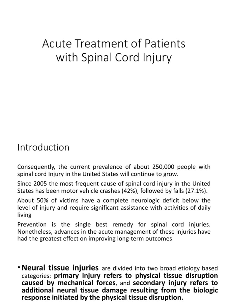 Acute Treatment of Patients With Spinal | PDF | Spinal Cord Injury ...