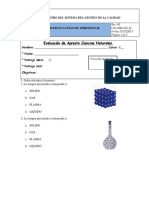 Evaluación de Apresto Ciencias Naturales 7