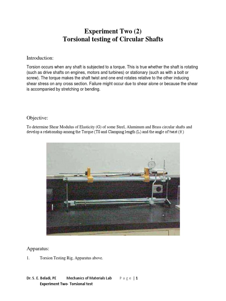 2.LAb Manual for Torsion Experiment TwoV2 Young's Modulus