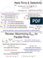 Review: Multiple Rxns & Selectivity: Instantaneous Rate Selectivity, S Instantaneous Yield, Y