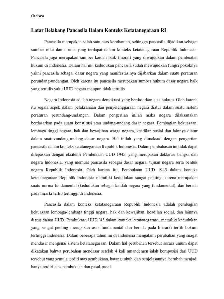 Latar Belakang Pancasila Dalam Konteks Ketatanegaraan Ri