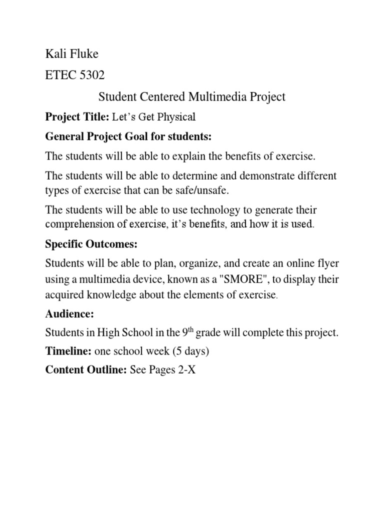 Student Multimedia Project on Exercise | PDF | Rubric (Academic) | Teachers