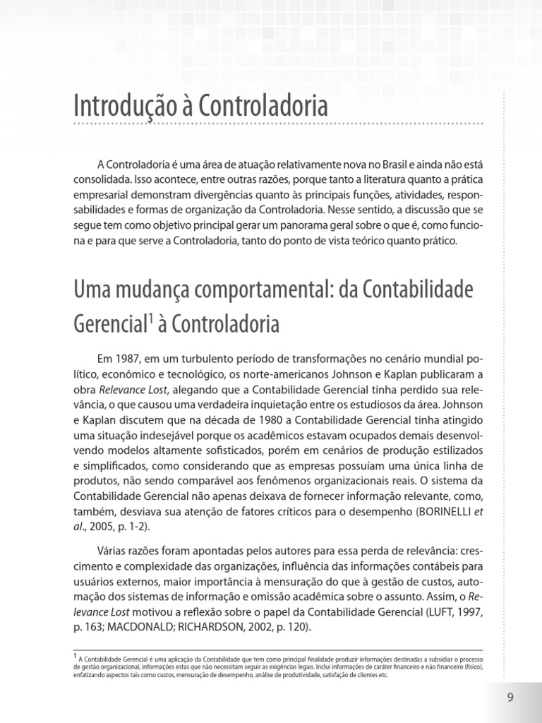 Introdução à Controladoria e Suas Funções | PDF | Contabilidade | Economia
