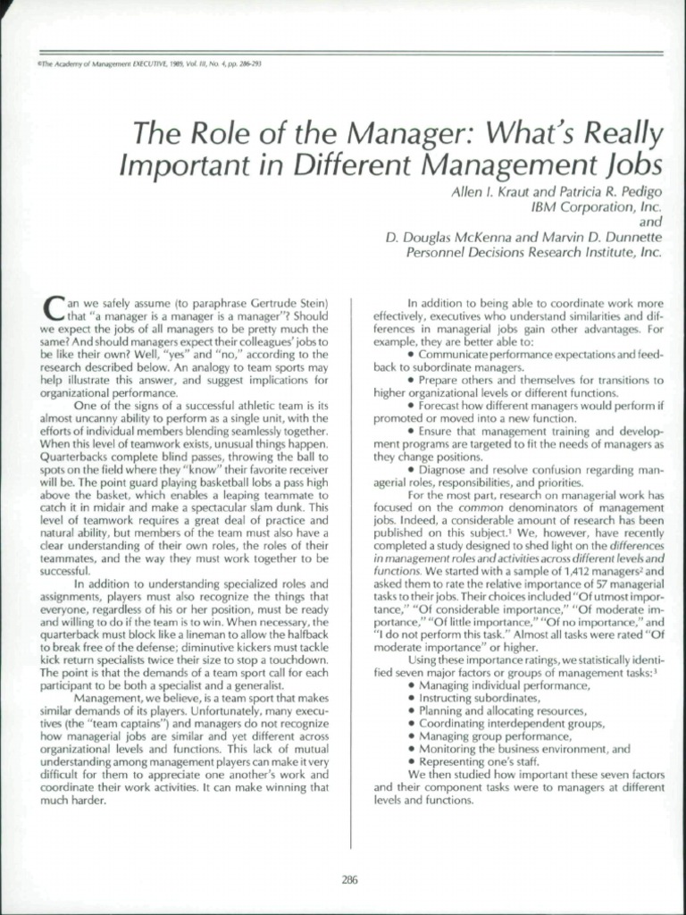 The Role of The Manager | PDF | Marketing | Employment