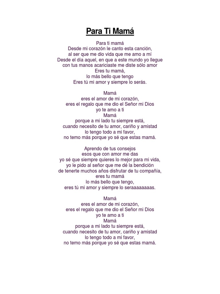 Canción para Mamá desde el Corazón | PDF