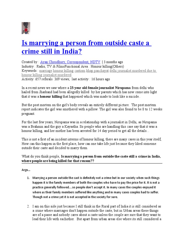 Caste and Honor Killing in India | PDF | Violence | Caste