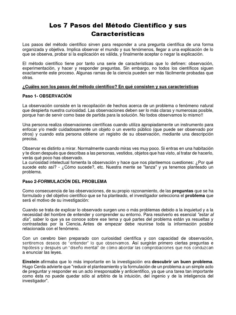 Los 7 Pasos Del Método Científico y Sus Características
