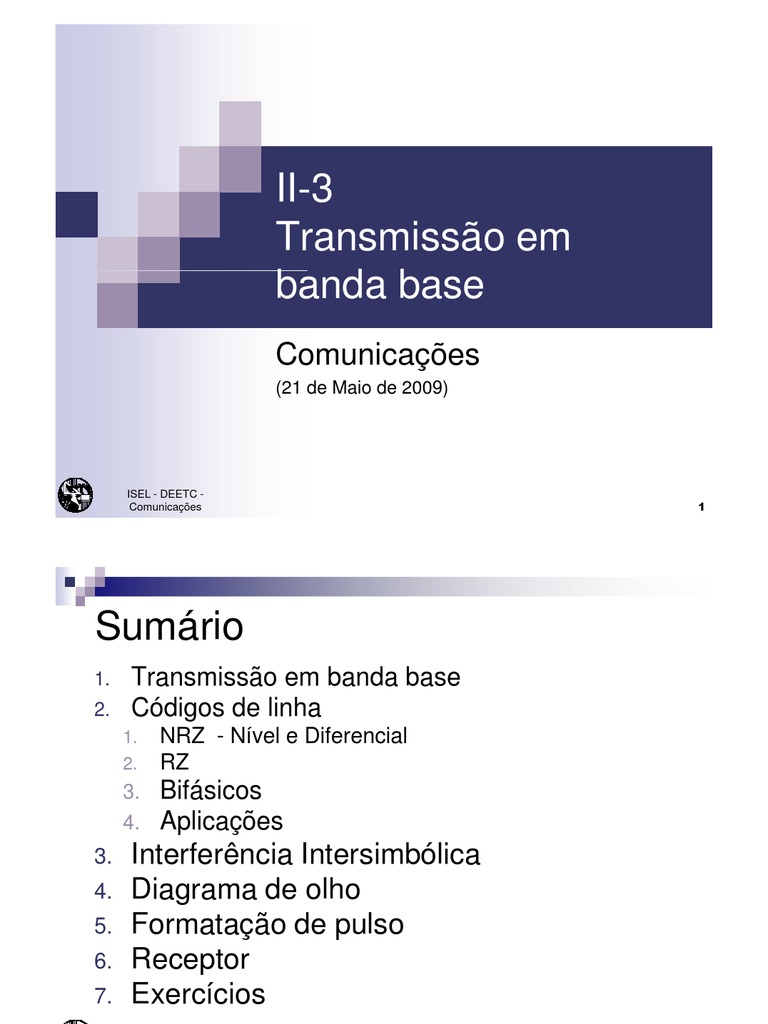 Transmissão Digital em Banda Base | PDF | Transmissão de energia ...