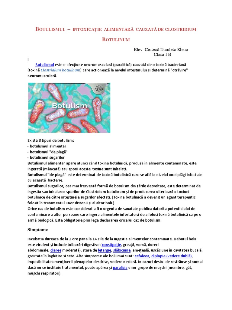 Botulismul - Referat | PDF
