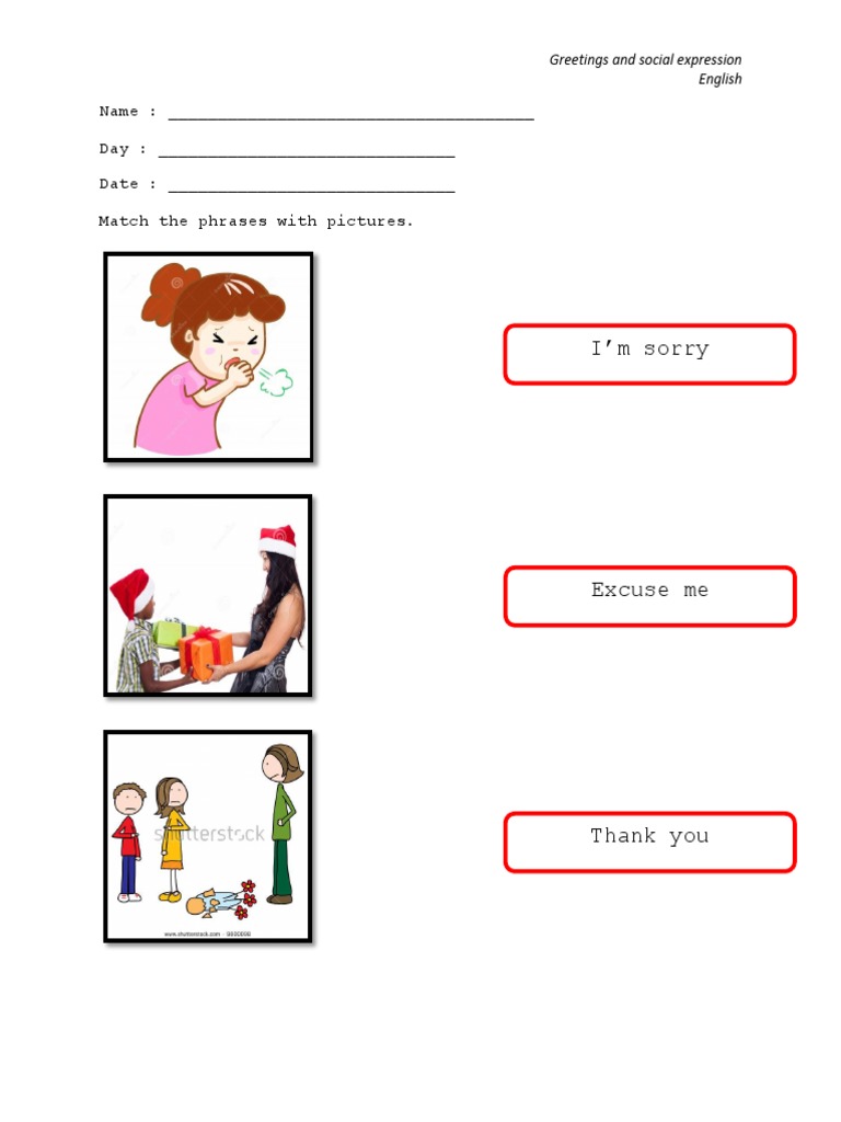 Social Expressions Matching Activity | PDF