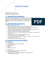 Analisis de Puesto, Supervisor de Produccion