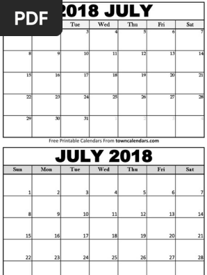 July 2018 Calendar