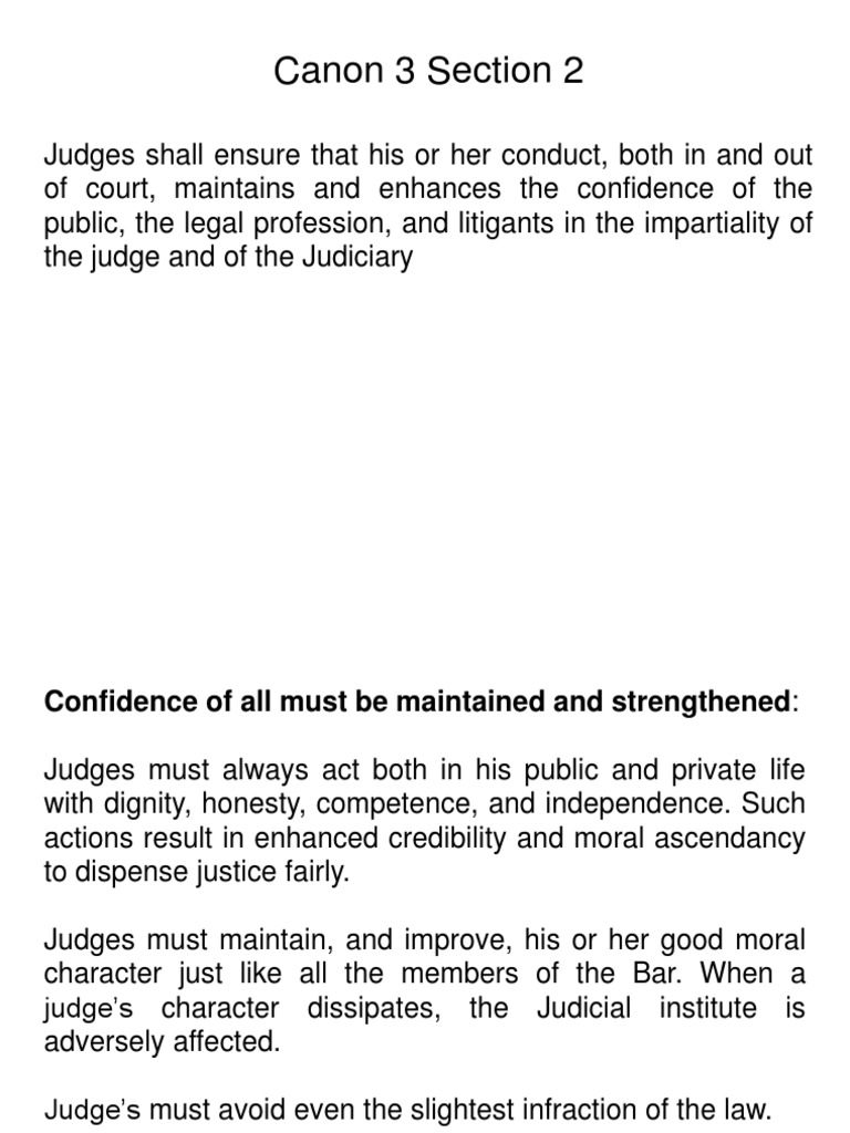 Legal Ethics Canon 3 Section 2 Judge Virtue