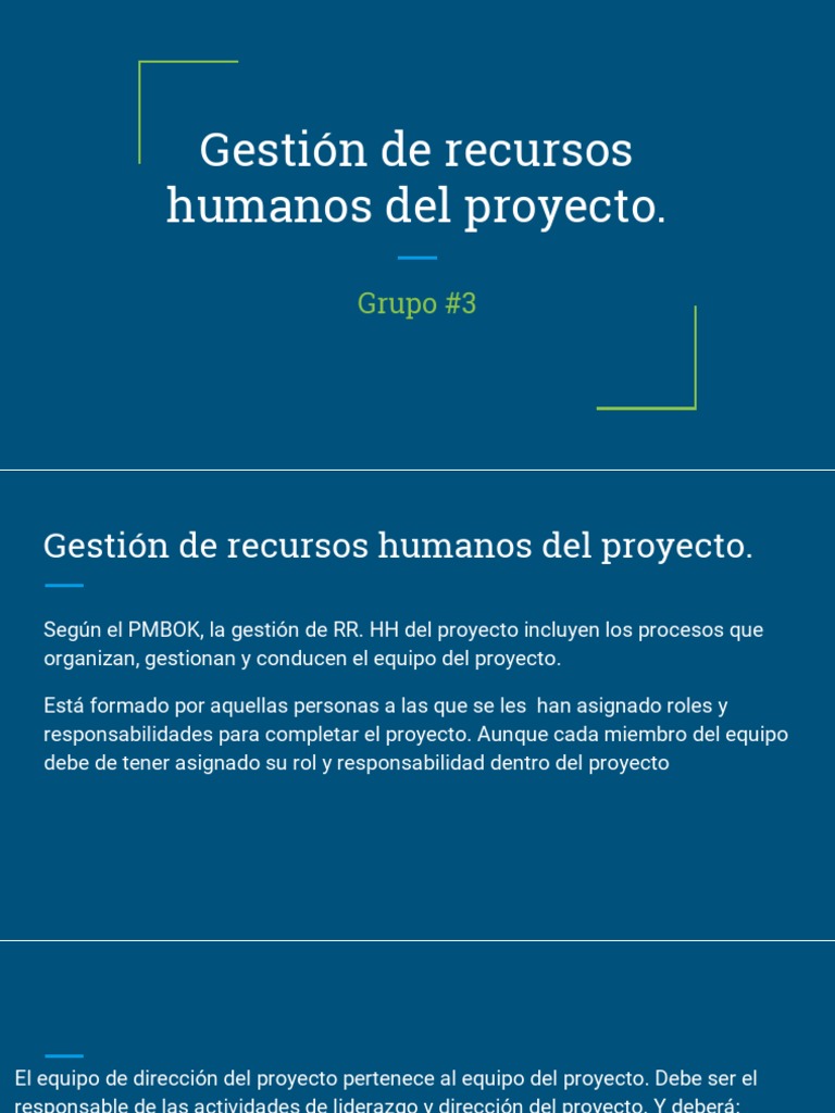 Gestión de Recursos Humanos en Proyectos | PDF | Gestión de recursos ...