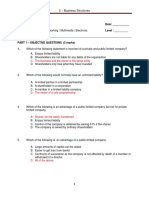 2-Ans - Business Structures Objective and Subjective Questions