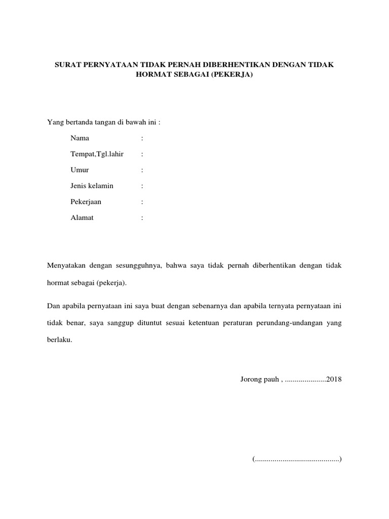 Surat Pernyataan Tidak Pernah Diberhentikan Dengan Tidak Hormat Sebagai Docx Admin dari blog Bagi Contoh Surat 2019 juga mengumpulkan gambar-gambar lainnya terkait surat pernyataan tidak pernah diberhentikan secara tidak hormat dibawah ini.