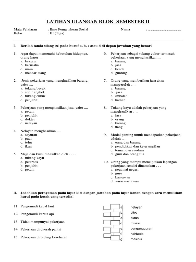 Ips Ulangan Blok Kelas 3