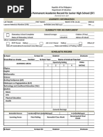 School Form 10 SF10 Learner's Permanent Academic Record For Junior High School - 0