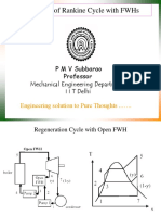 Analysis of Rankine Cycle With FWHS: P M V Subbarao Professor Mechanical Engineering Department Iitdelhi