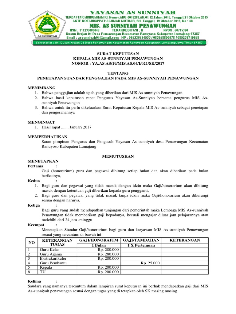 Surat Keputusan Gaji Pdf