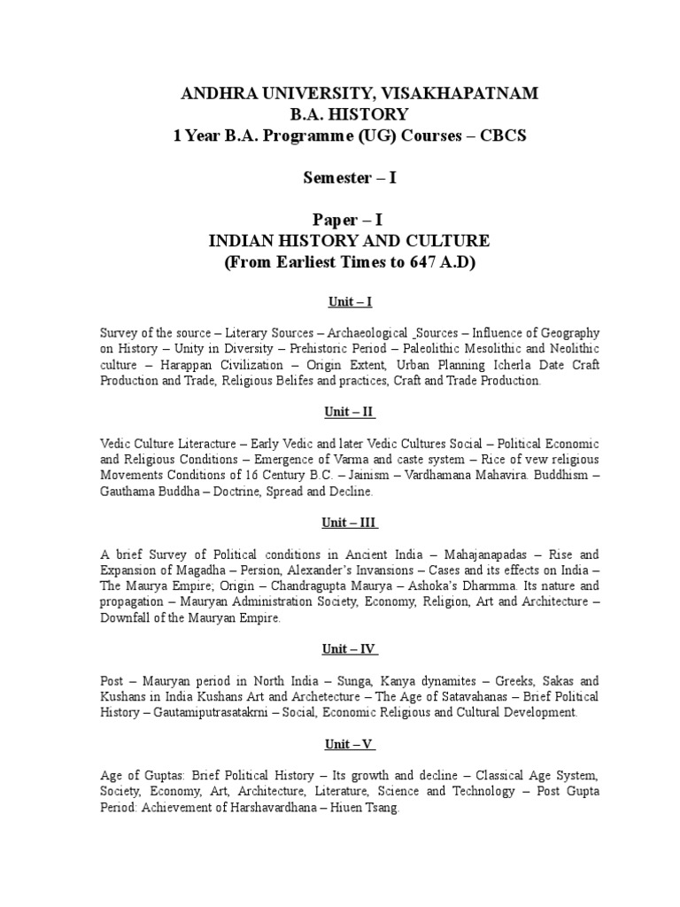 BA History Syllabus 01122015 | PDF | Mughal Empire | Modern History