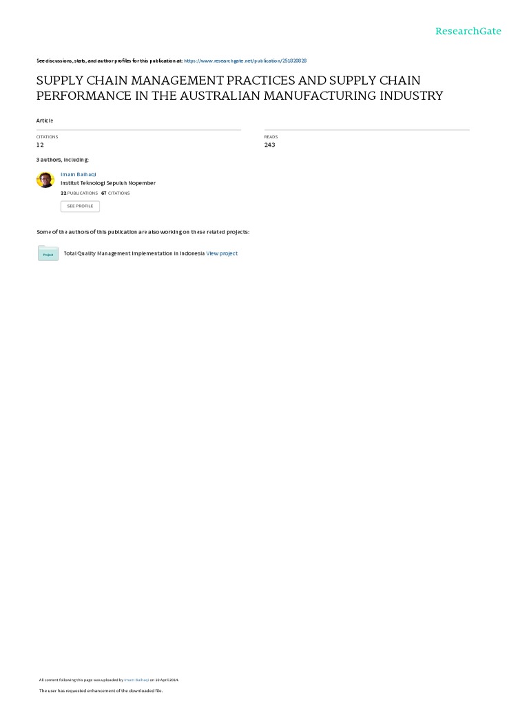 Supply Chain Management Practices and Supply Chain | PDF | Supply Chain ...