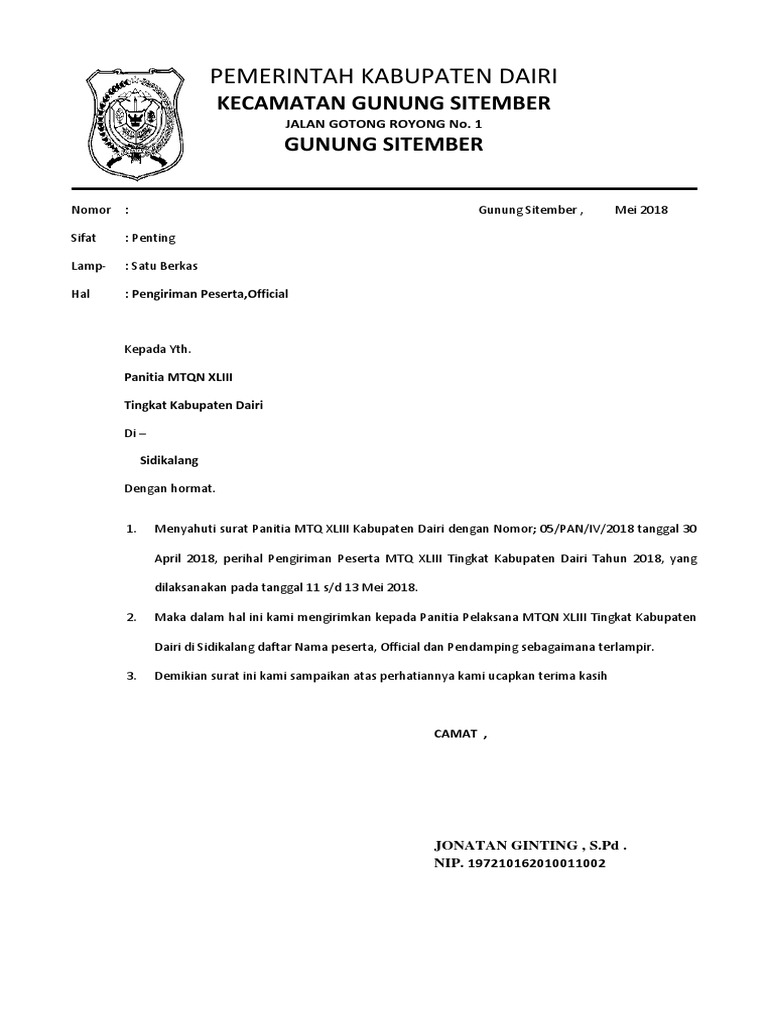 Contoh Surat Mandat 2018