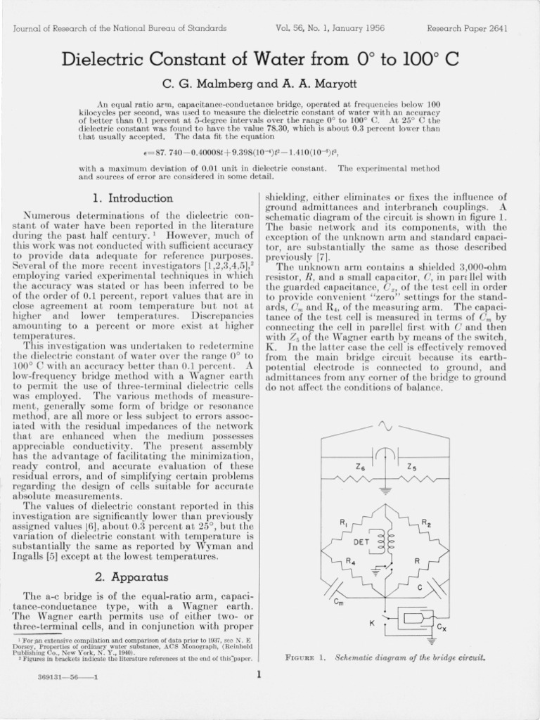 Dielectric Constant of Water Measured with High Accuracy | PDF ...