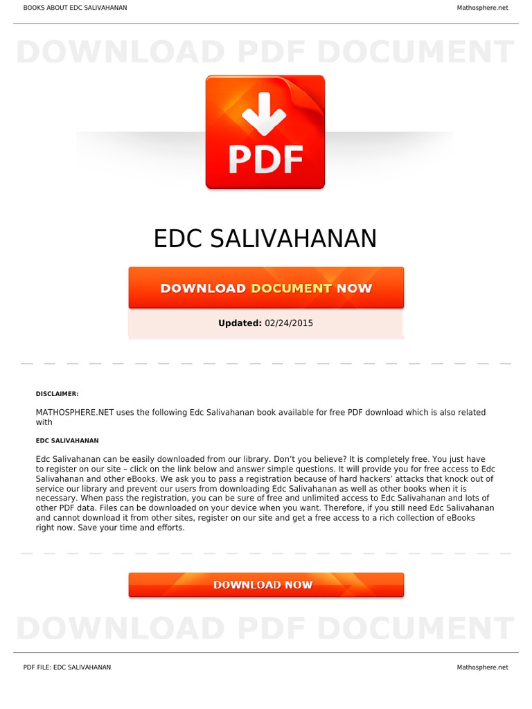 Edc Salivahanan PDF Download E Books